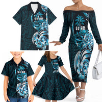 Asut Guam Chamorro Family Matching Off The Shoulder Long Sleeve Dress and Hawaiian Shirt Guahan Seal Tattoo LT14 - Polynesian Pride
