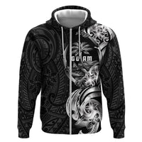 Attelong Guam Chamorro Hoodie Guahan Seal Tattoo LT14 Zip Hoodie Black - Polynesian Pride