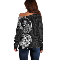 Attelong Guam Chamorro Off Shoulder Sweater Guahan Seal Tattoo LT14 - Polynesian Pride
