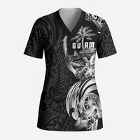 Attelong Guam Chamorro Scrub Top Guahan Seal Tattoo LT14 Adult Black - Polynesian Pride