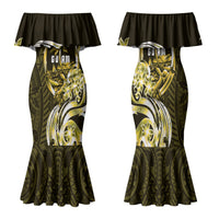 Amariyu Guam Chamorro Family Matching Mermaid Dress and Hawaiian Shirt Guahan Seal Tattoo LT14 Mom's Dress Yellow - Polynesian Pride