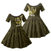 Amariyu Guam Chamorro Family Matching Mermaid Dress and Hawaiian Shirt Guahan Seal Tattoo LT14 Daughter's Dress Yellow - Polynesian Pride