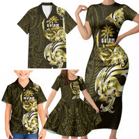 Amariyu Guam Chamorro Family Matching Short Sleeve Bodycon Dress and Hawaiian Shirt Guahan Seal Tattoo LT14 - Polynesian Pride