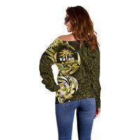 Amariyu Guam Chamorro Off Shoulder Sweater Guahan Seal Tattoo LT14 - Polynesian Pride