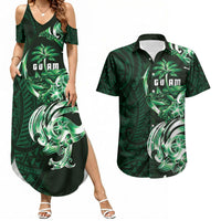 Betde Guam Chamorro Couples Matching Summer Maxi Dress and Hawaiian Shirt Guahan Seal Tattoo LT14 Green - Polynesian Pride