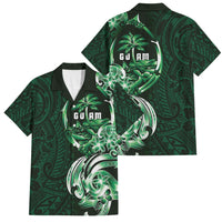 Betde Guam Chamorro Family Matching Mermaid Dress and Hawaiian Shirt Guahan Seal Tattoo LT14 Dad's Shirt - Short Sleeve Green - Polynesian Pride