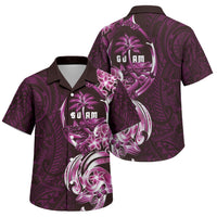 Kulot Di Rosa Guam Chamorro Family Matching Off Shoulder Maxi Dress and Hawaiian Shirt Guahan Seal Tattoo LT14 Son's Shirt Pink - Polynesian Pride