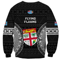 Fiji Rugby Sweatshirt 2023 Fijian Tapa Pattern World Cup Black LT14 - Polynesian Pride