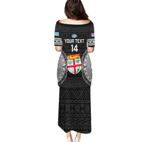 Custom Fiji Rugby Puletasi 2023 Fijian Tapa Pattern World Cup Black LT14 - Polynesian Pride