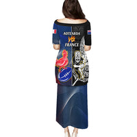 New Zealand And France Rugby Puletasi All Black With Les Bleus Together 2023 World Cup LT14 - Polynesian Pride