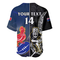Custom New Zealand And France Rugby Baseball Jersey All Black With Les Bleus Together 2023 World Cup LT14 - Polynesian Pride