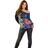 Custom New Zealand And France Rugby Off Shoulder Sweater All Black With Les Bleus Together 2023 World Cup LT14 - Polynesian Pride