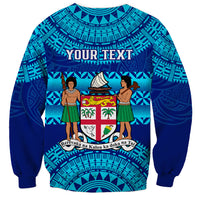 Personalised Fiji Sweatshirt Unique Fijian Tapa Pattern With Coat Of Arms LT14 - Polynesian Pride