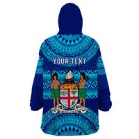 Personalised Fiji Wearable Blanket Hoodie Unique Fijian Tapa Pattern With Coat Of Arms LT14 - Polynesian Pride