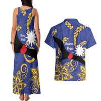 Nauru Angam Day Couples Matching Tank Maxi Dress and Hawaiian Shirt Naoero Frigate Bird Polynesian Pattern LT14 - Polynesian Pride