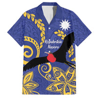 Nauru Angam Day Family Matching Tank Maxi Dress and Hawaiian Shirt Naoero Frigate Bird Polynesian Pattern