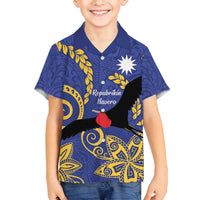 Nauru Angam Day Family Matching Tank Maxi Dress and Hawaiian Shirt Naoero Frigate Bird Polynesian Pattern