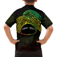 Personalised Nukuoro Atoll Family Matching Puletasi and Hawaiian Shirt Polynesian Tattoo Curves Reggae Version LT14 - Polynesian Pride