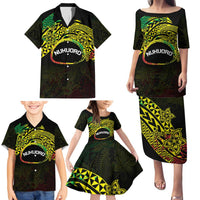 Personalised Nukuoro Atoll Family Matching Puletasi and Hawaiian Shirt Polynesian Tattoo Curves Reggae Version LT14 - Polynesian Pride