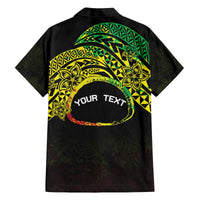 Personalised Nukuoro Atoll Family Matching Puletasi and Hawaiian Shirt Polynesian Tattoo Curves Reggae Version LT14 - Polynesian Pride