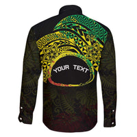 Personalised Nukuoro Atoll Family Matching Puletasi and Hawaiian Shirt Polynesian Tattoo Curves Reggae Version LT14 - Polynesian Pride