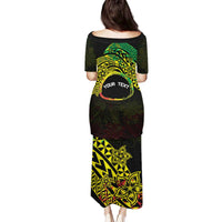 Personalised Nukuoro Atoll Family Matching Puletasi and Hawaiian Shirt Polynesian Tattoo Curves Reggae Version LT14 - Polynesian Pride