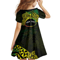 Personalised Nukuoro Atoll Family Matching Short Sleeve Bodycon Dress and Hawaiian Shirt Polynesian Tattoo Curves Reggae Version LT14 - Polynesian Pride