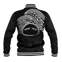 Personalised Pohnpei Nukuoro Micronesia Baseball Jacket Polynesian Tattoo Curves Black Version