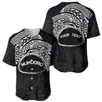 Personalised Pohnpei Nukuoro Micronesia Baseball Jersey Polynesian Tattoo Curves Black Version LT14 - Polynesian Pride