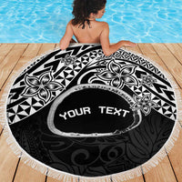 Personalised Pohnpei Nukuoro Micronesia Beach Blanket Polynesian Tattoo Curves Black Version