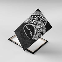 Personalised Pohnpei Nukuoro Micronesia Canvas Wall Art Polynesian Tattoo Curves Black Version LT14 With Frame Black - Polynesian Pride