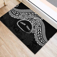 Personalised Pohnpei Nukuoro Micronesia Rubber Doormat Polynesian Tattoo Curves Black Version LT14 - Polynesian Pride