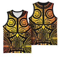 Marquesas Islands Basketball Jersey Marquesan Tattoo Yellow Gradient - Polynesian Pride