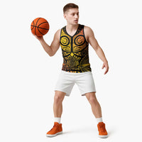 Marquesas Islands Basketball Jersey Marquesan Tattoo Yellow Gradient - Polynesian Pride