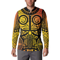 Marquesas Islands Button Sweatshirt Marquesan Tattoo Yellow Gradient - Polynesian Pride