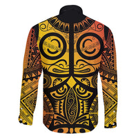 Marquesas Islands Family Matching Off Shoulder Maxi Dress and Hawaiian Shirt Marquesan Tattoo Yellow Gradient - Polynesian Pride