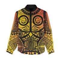 Marquesas Islands Women Casual Shirt Marquesan Tattoo Yellow Gradient - Polynesian Pride