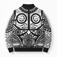 Marquesas Islands Bomber Puffer Jacket Marquesan Tattoo Black White Color - Polynesian Pride