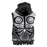 Marquesas Islands Sleeveless Hoodie Marquesan Tattoo Black White Color - Polynesian Pride