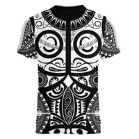 Marquesas Islands Women V-Neck T-Shirt Marquesan Tattoo Black White Color - Polynesian Pride
