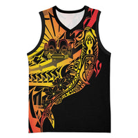 Gradient Marquesas Islands Basketball Jersey Marquesan Matatiki Hammerhead Shark Patutiki - Polynesian Pride