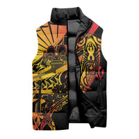 Gradient Marquesas Islands Sleeveless Puffer Jacket Marquesan Matatiki Hammerhead Shark Patutiki - Polynesian Pride