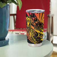 Gradient Marquesas Islands Tumbler Cup Marquesan Matatiki Hammerhead Shark Patutiki - Polynesian Pride