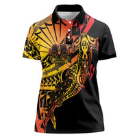 Gradient Marquesas Islands Women Polo Shirt Marquesan Matatiki Hammerhead Shark Patutiki - Polynesian Pride
