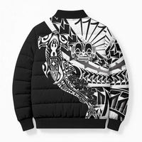 Black White Marquesas Islands Bomber Puffer Jacket Marquesan Matatiki Hammerhead Shark Patutiki - Polynesian Pride