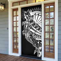 Black White Marquesas Islands Door Cover Marquesan Matatiki Hammerhead Shark Patutiki - Polynesian Pride