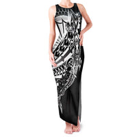 Black White Marquesas Islands Family Matching Tank Maxi Dress and Hawaiian Shirt Marquesan Matatiki Hammerhead Shark Patutiki - Polynesian Pride