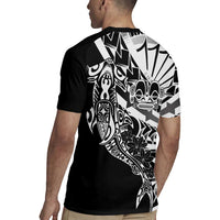 Black White Marquesas Islands Rugby Jersey Marquesan Matatiki Hammerhead Shark Patutiki - Polynesian Pride