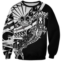 Black White Marquesas Islands Sweatshirt Marquesan Matatiki Hammerhead Shark Patutiki - Polynesian Pride