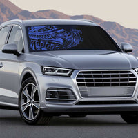 Blue Marquesas Islands Auto Sun Shade Marquesan Matatiki Hammerhead Shark Patutiki - Polynesian Pride